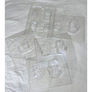 Vintage Chocolate Candy Molds Set of 5 Christmas Sleigh Snowman Gift Box 1980s